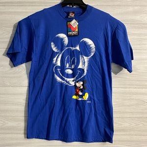 Vintage 90s Mickey Unlimited Velva Sheen Disney Mickey Mouse Blue‎ Shirt Size L